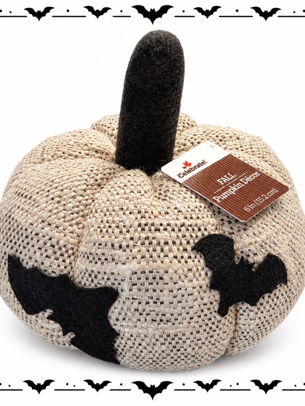 Fall Pumpkin Decor with Black Bat Accents